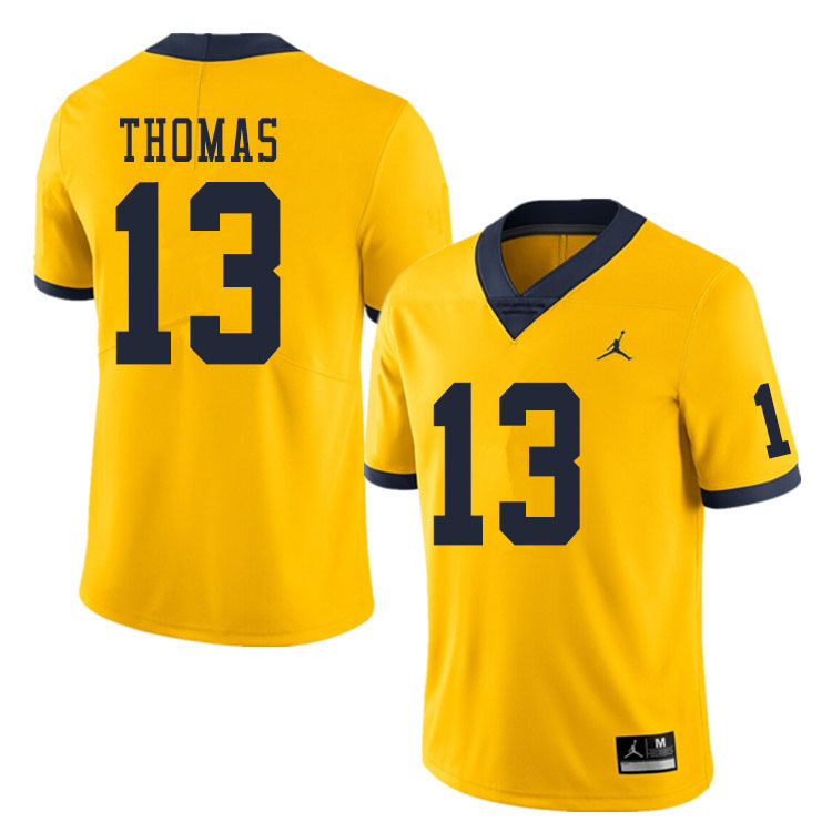 Men #13 Charles Thomas Michigan Wolverines College Football Jerseys Sale-Yellow